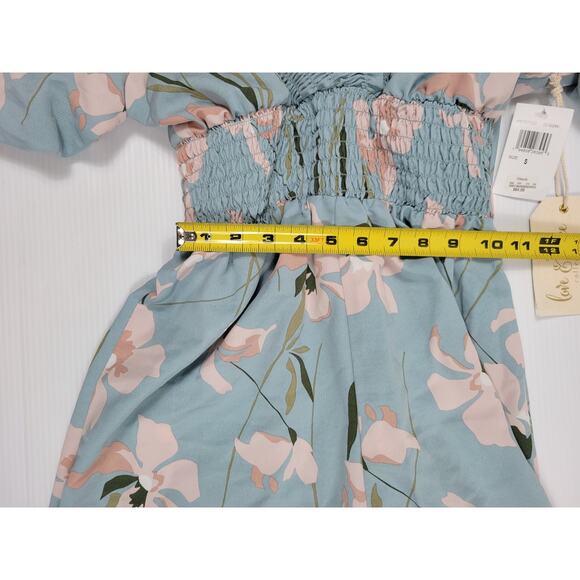 NWT Love & Piece Destiny Blue Mauve Womens Small Floral Spring Summer Romper - Picture 6 of 6